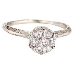 Vintage Art Deco Diamond Cluster Ring Vintage 18k Gold Filigree Jewelry
