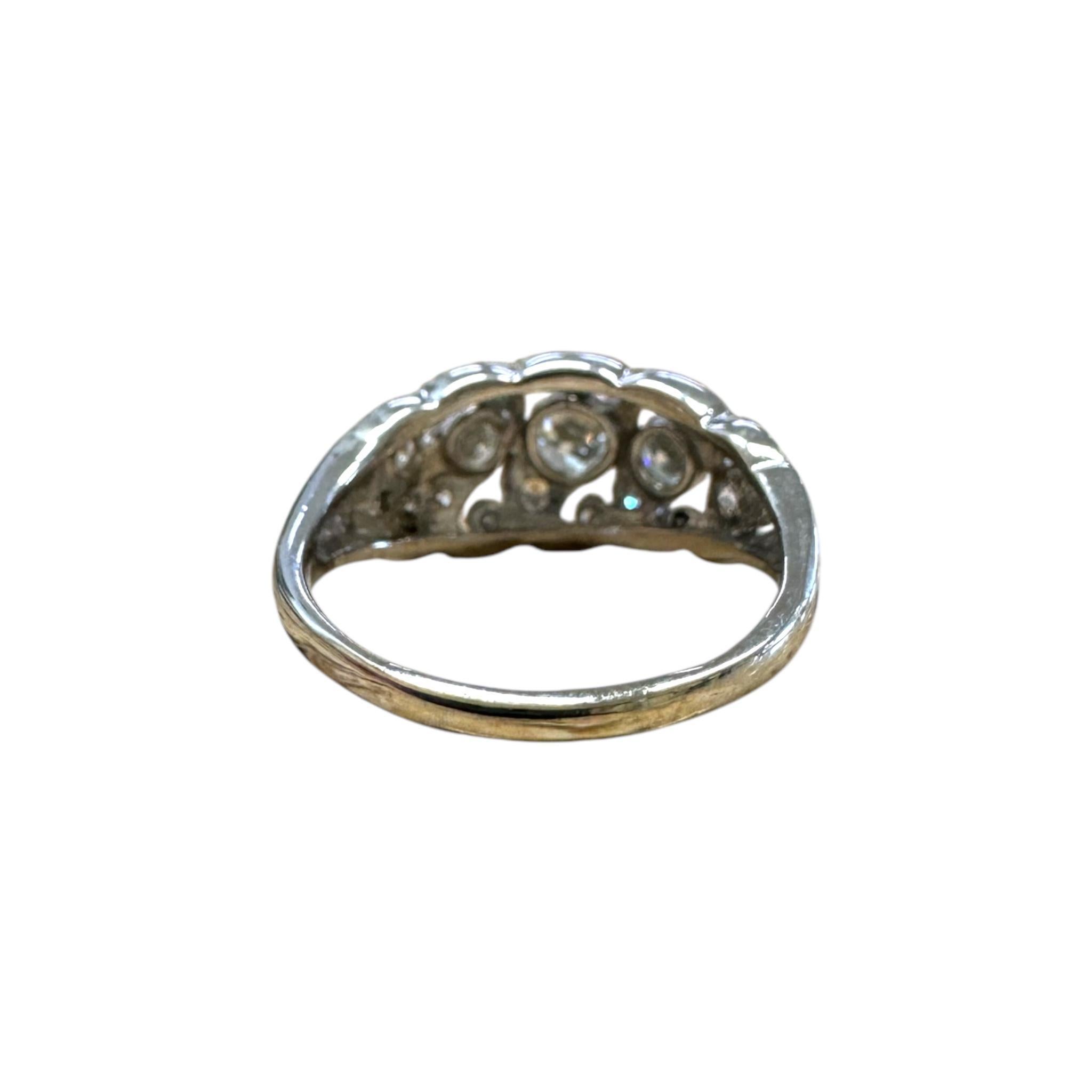 Vintage Art Deco Diamond Cocktail Ring 14K White Gold For Sale 4