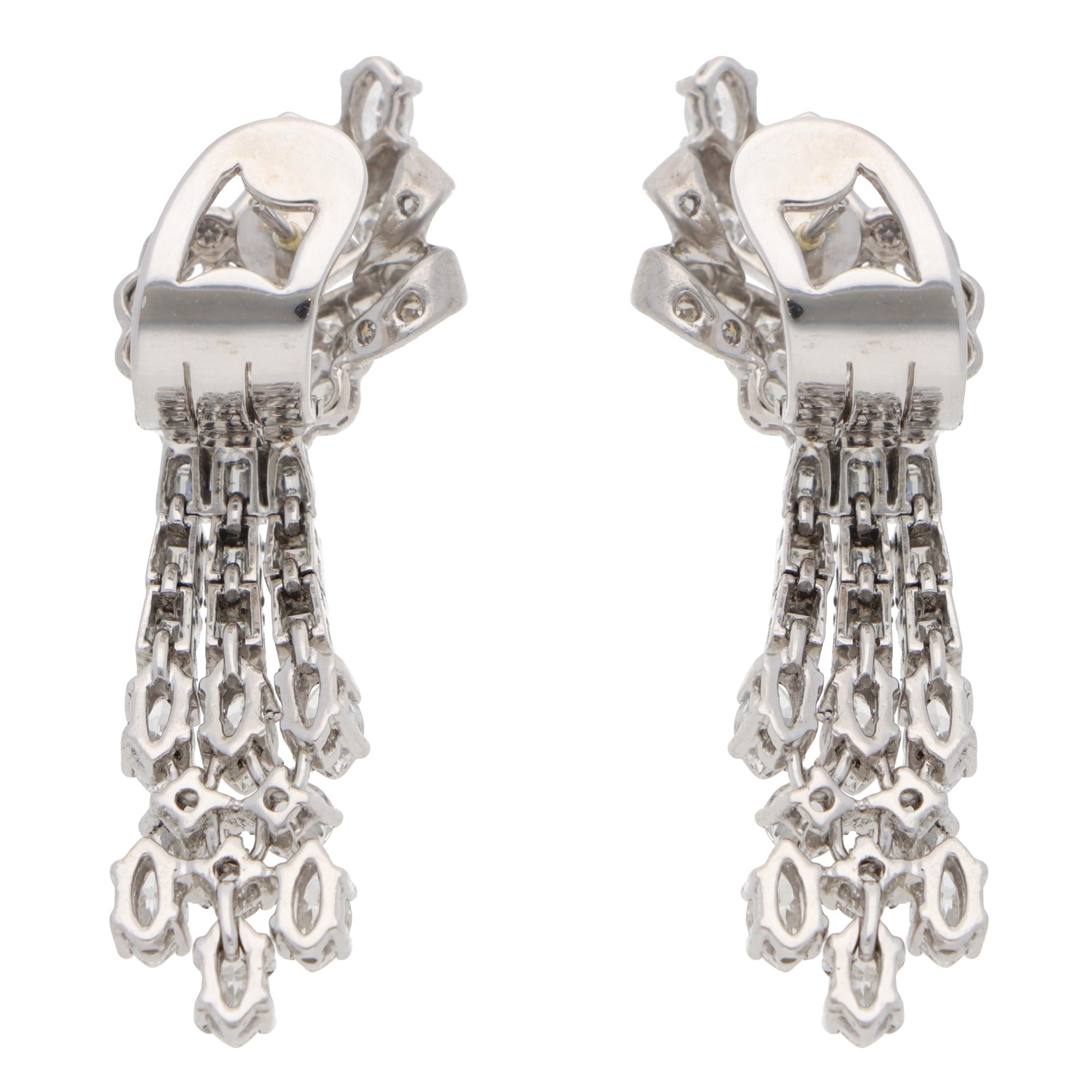 Vintage Art Deco Diamond Drop Earrings In Excellent Condition For Sale In London, GB