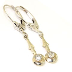 Vintage Art Deco Diamant-Ohrringe, Gelbgold-Diamant-Ohrringe