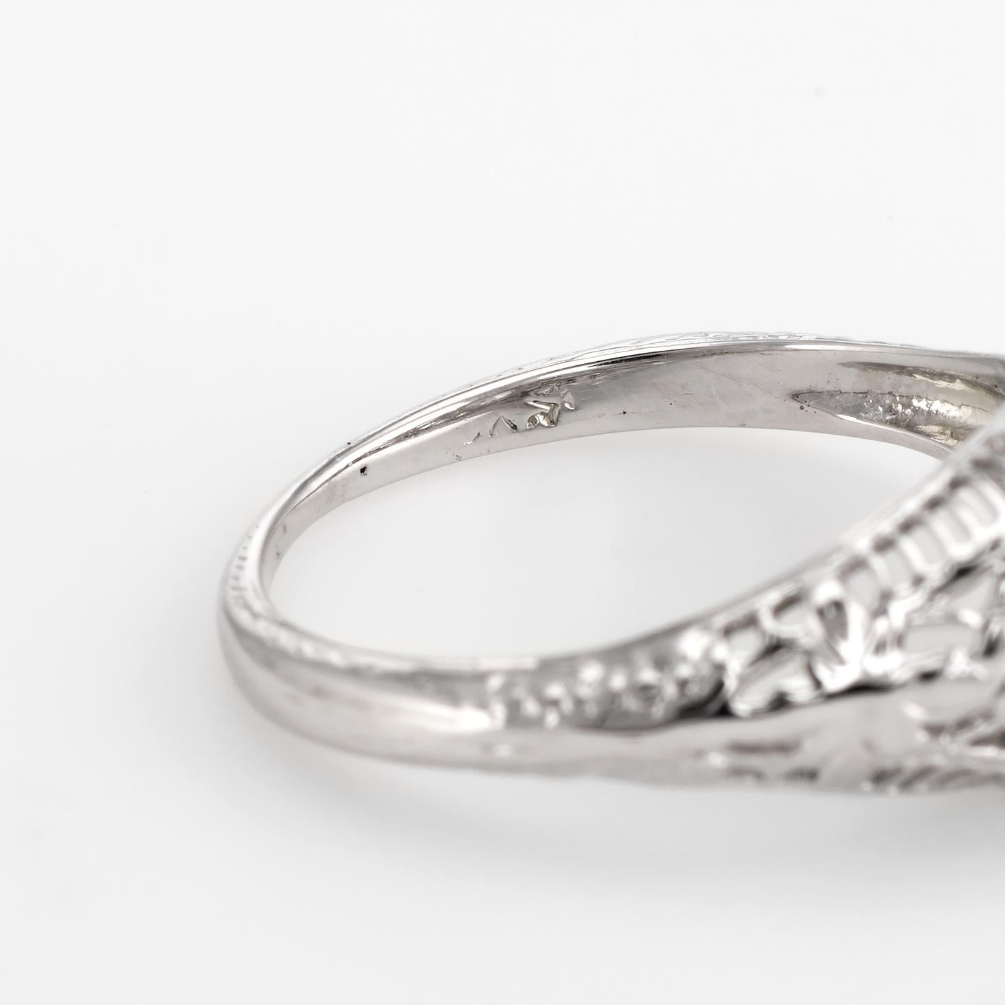 Vintage Art Deco Diamond Engagement Ring 14k Gold Filigree Mine Cut Jewelry For Sale 1