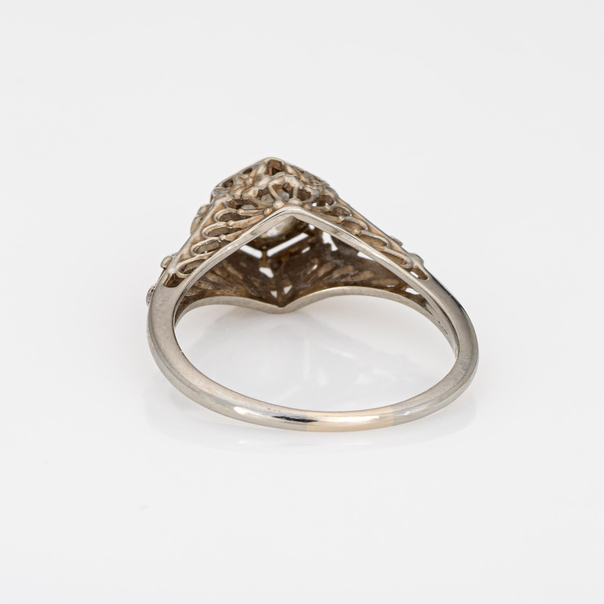 Vintage Art Deco Diamantring 18 Karat Weißgold Old Mine Cut Schmuck im Zustand „Gut“ in Torrance, CA