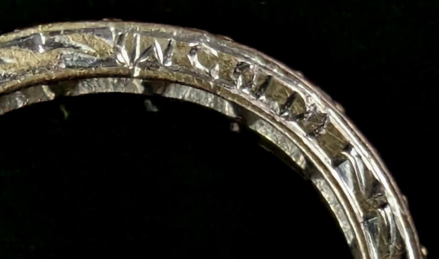 Vintage Art Deco Diamond eternity ring, 18k White gold  For Sale 6