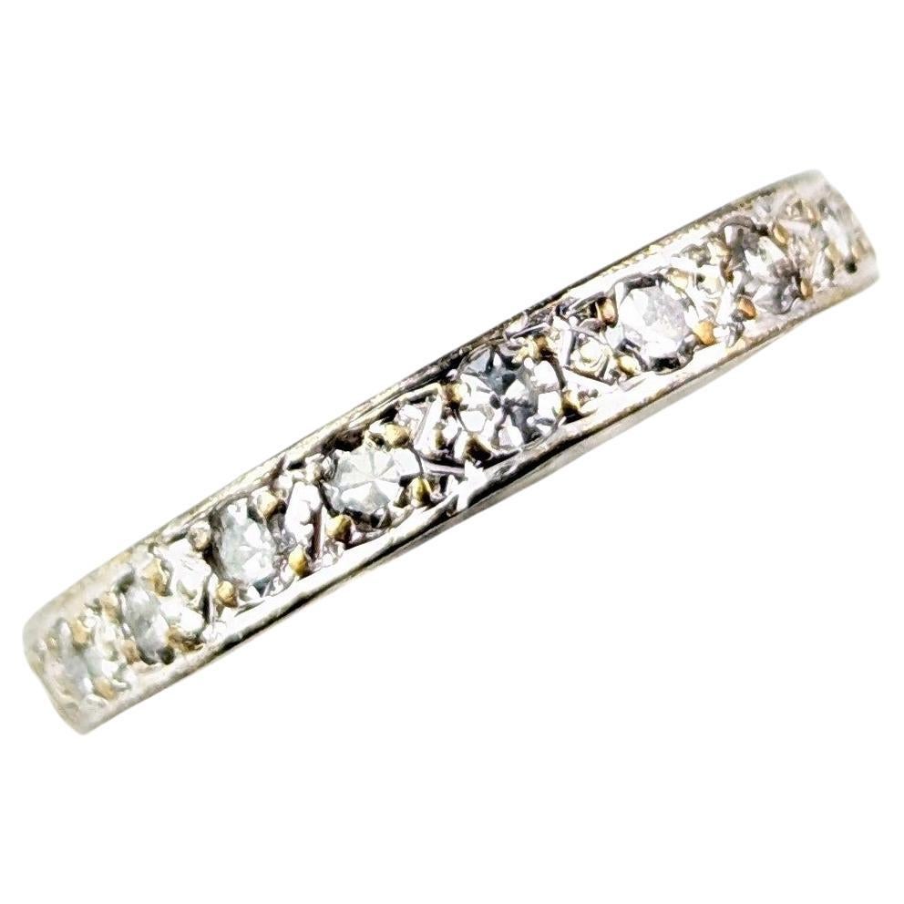 Vintage Art Deco Diamond eternity ring, 18k White gold  For Sale