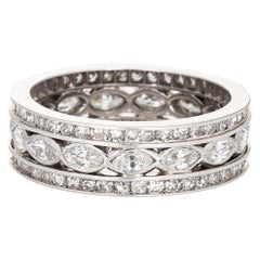 Vintage Art Deco Diamond Eternity Ring Mixed Cuts Wedding Band Jewelry