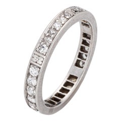 Vintage Art Deco Diamond Eternity Ring Platinum Wedding Band Flowers