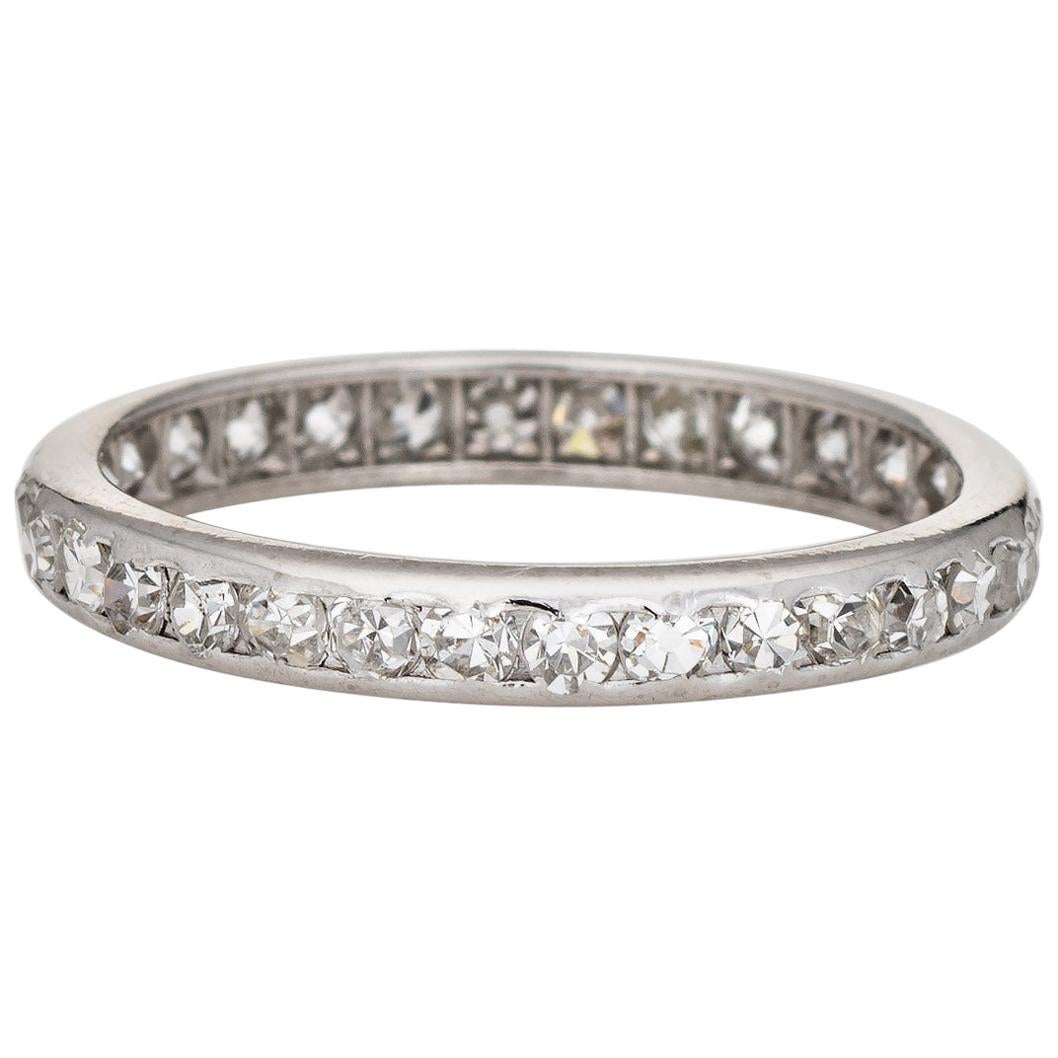 Vintage Art Deco Diamond Eternity Ring Platinum Wedding Band Jewelry