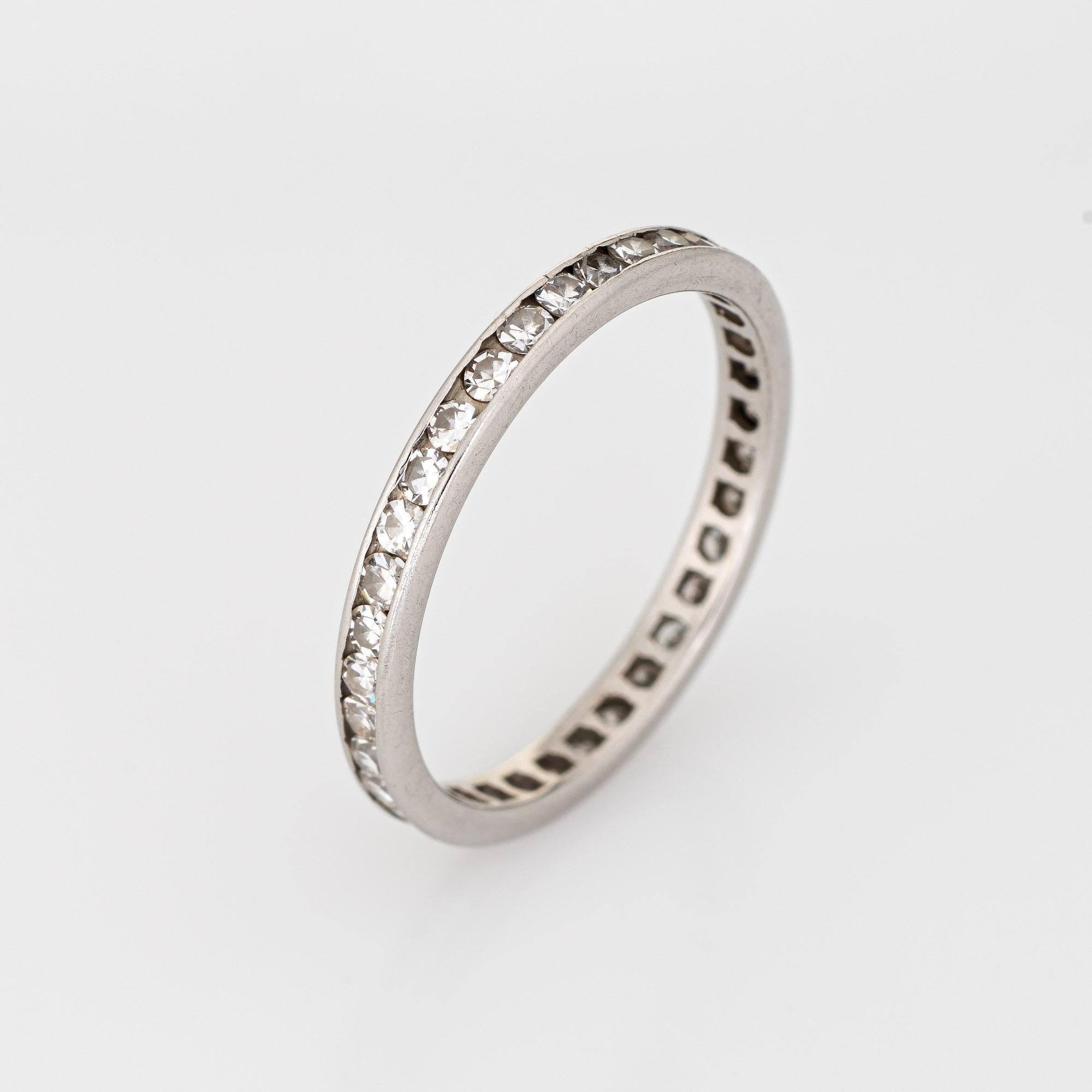 Stylish vintage Art Deco diamond eternity ring (circa 1920s to 1930s) crafted in platinum. 

35 single cut diamonds total an estimated 0.52 carats (estimated at G-H color and VS1-SI1 clarity).  

The elegant Art Deco era ring features sparkling