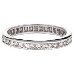 Vintage Art Deco Diamond Eternity Ring Platinum Band Wedding Jewelry