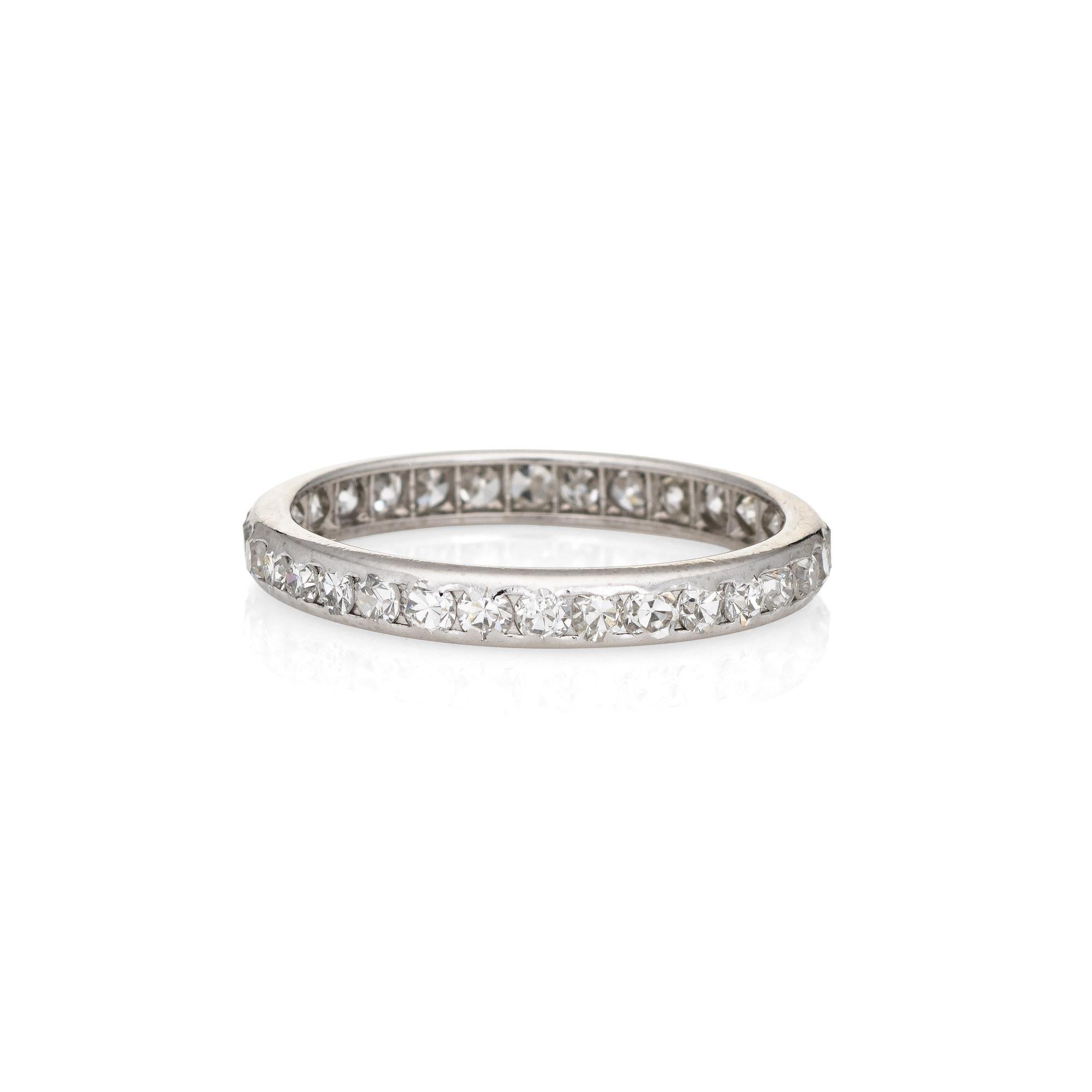 Round Cut Vintage Art Deco Diamond Eternity Ring Platinum Wedding Band Jewelry