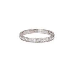Vintage Art Deco Diamond Eternity Ring Platinum Etched Wedding Band