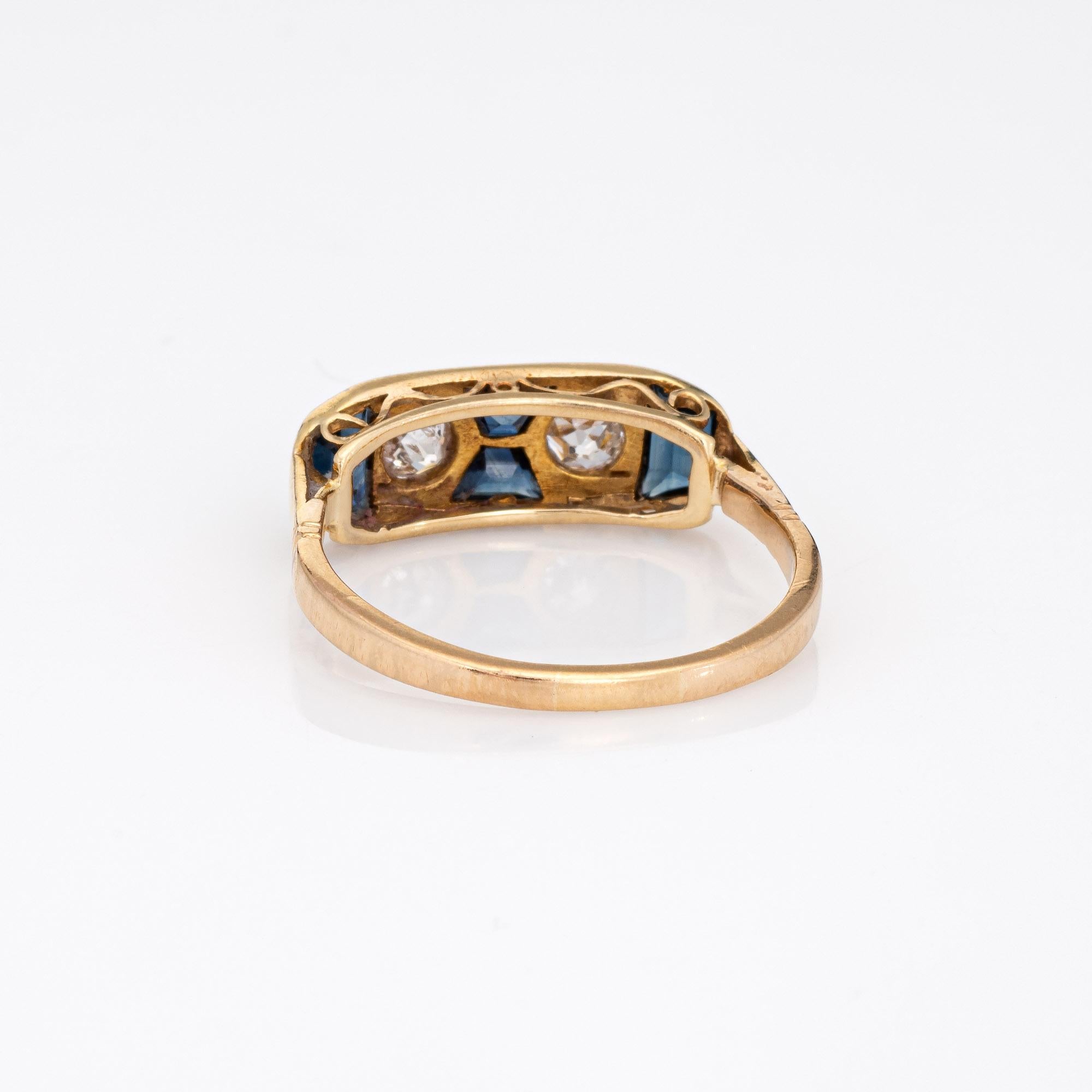 Women's Vintage Art Deco Diamond Lab Sapphire Ring 18k Gold Platinum Band Jewelry