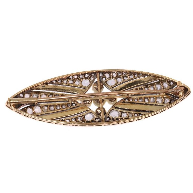 Vintage Art Deco Diamond Onyx and Pearl Brooch For Sale at 1stDibs