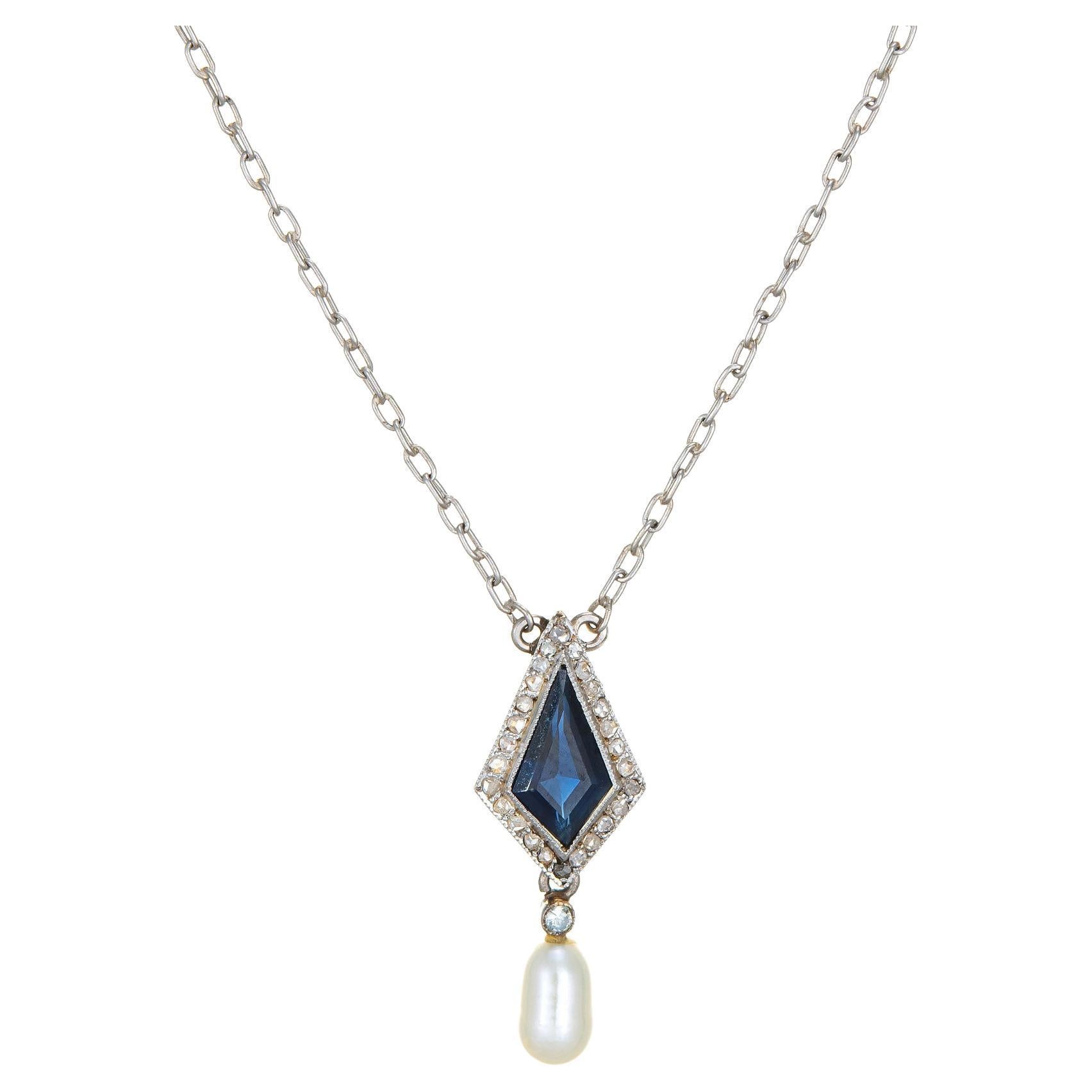 Art Deco Natural Pearl Diamond Necklace For Sale (Free Shipping) at 1stDibs