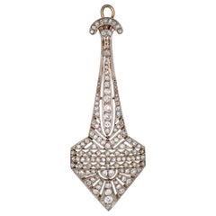Vintage Art Deco Diamond Pendant Antique 18 Karat Gold Platinum Fine Jewelry