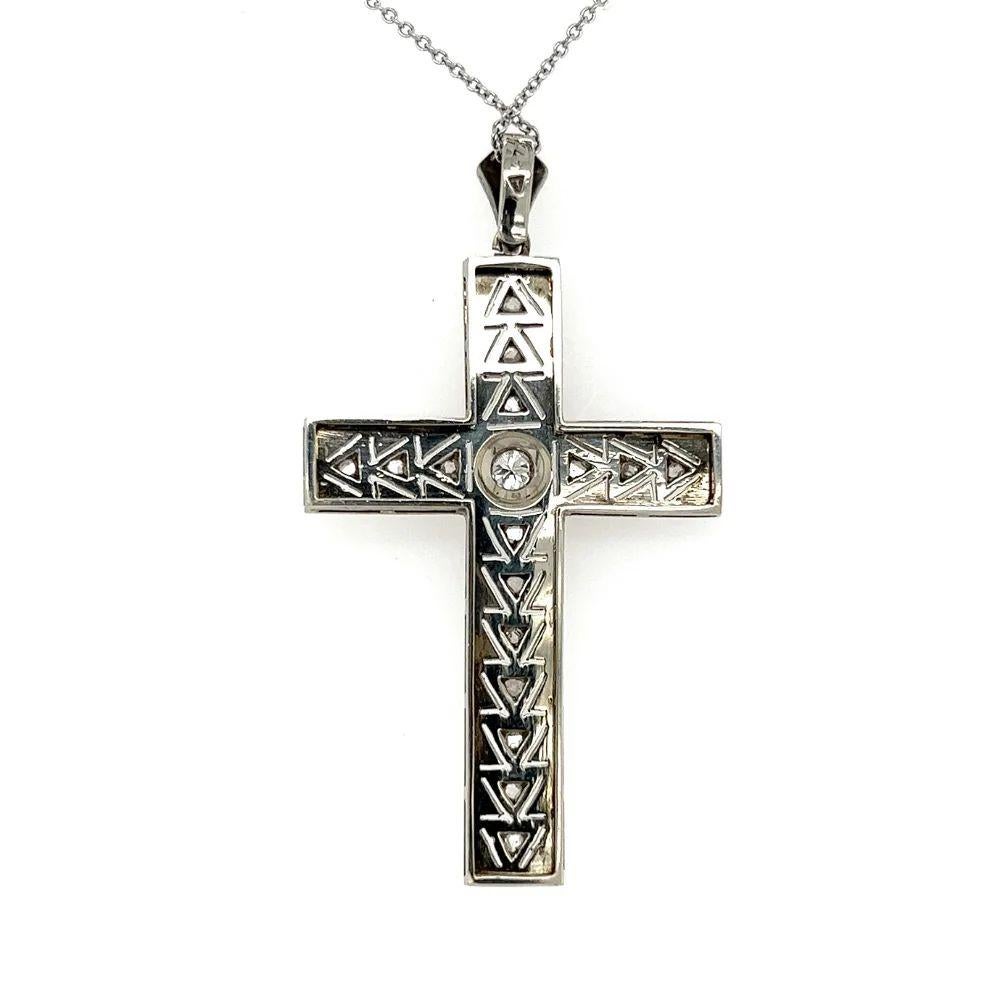 Taglio rotondo Vintage Art Deco Diamond Platinum Cross Pendant Necklace Estate Jewelry in vendita