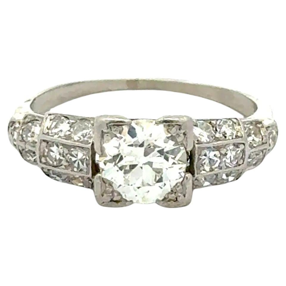 Vintage Art Deco Diamond Platinum Solitaire Ring