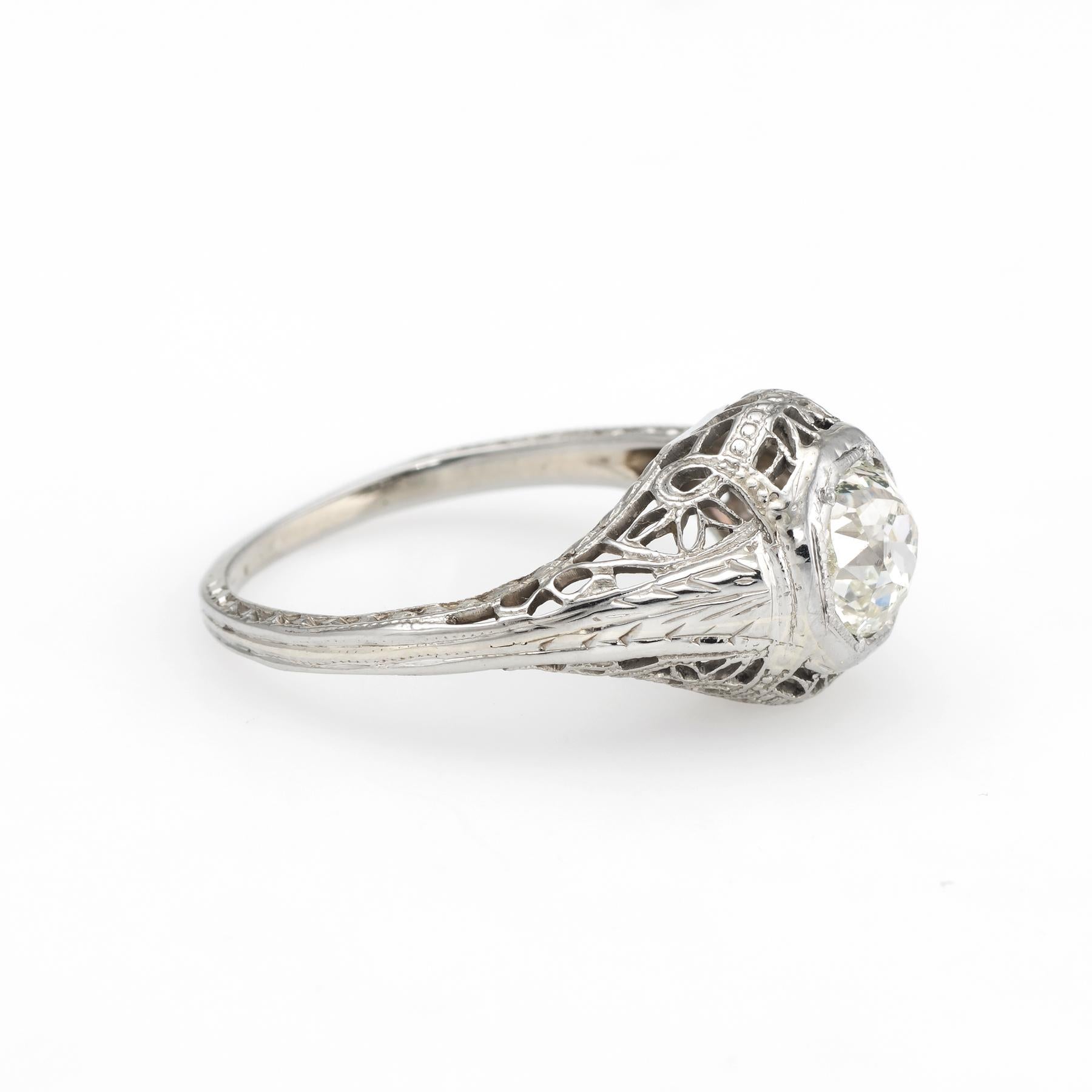 Old Mine Cut Vintage Art Deco Diamond Ring 0.60ctw Old Mine Filigree Engagement Jewelry For Sale