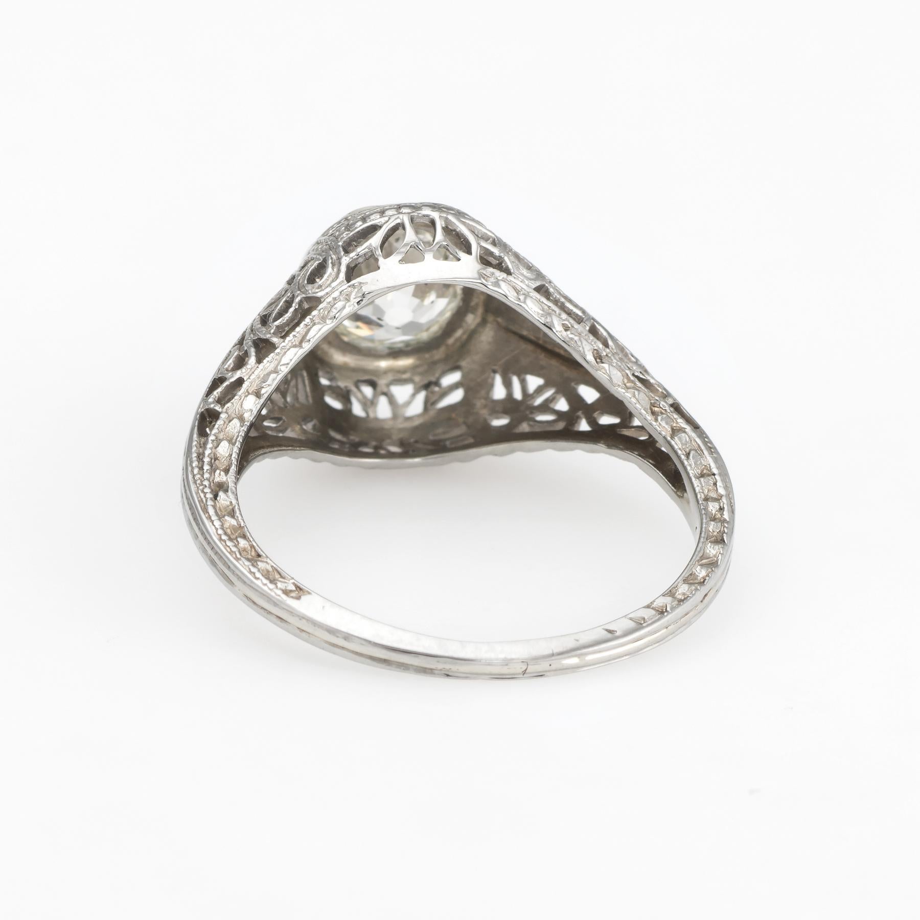 Women's Vintage Art Deco Diamond Ring 0.60ctw Old Mine Filigree Engagement Jewelry For Sale