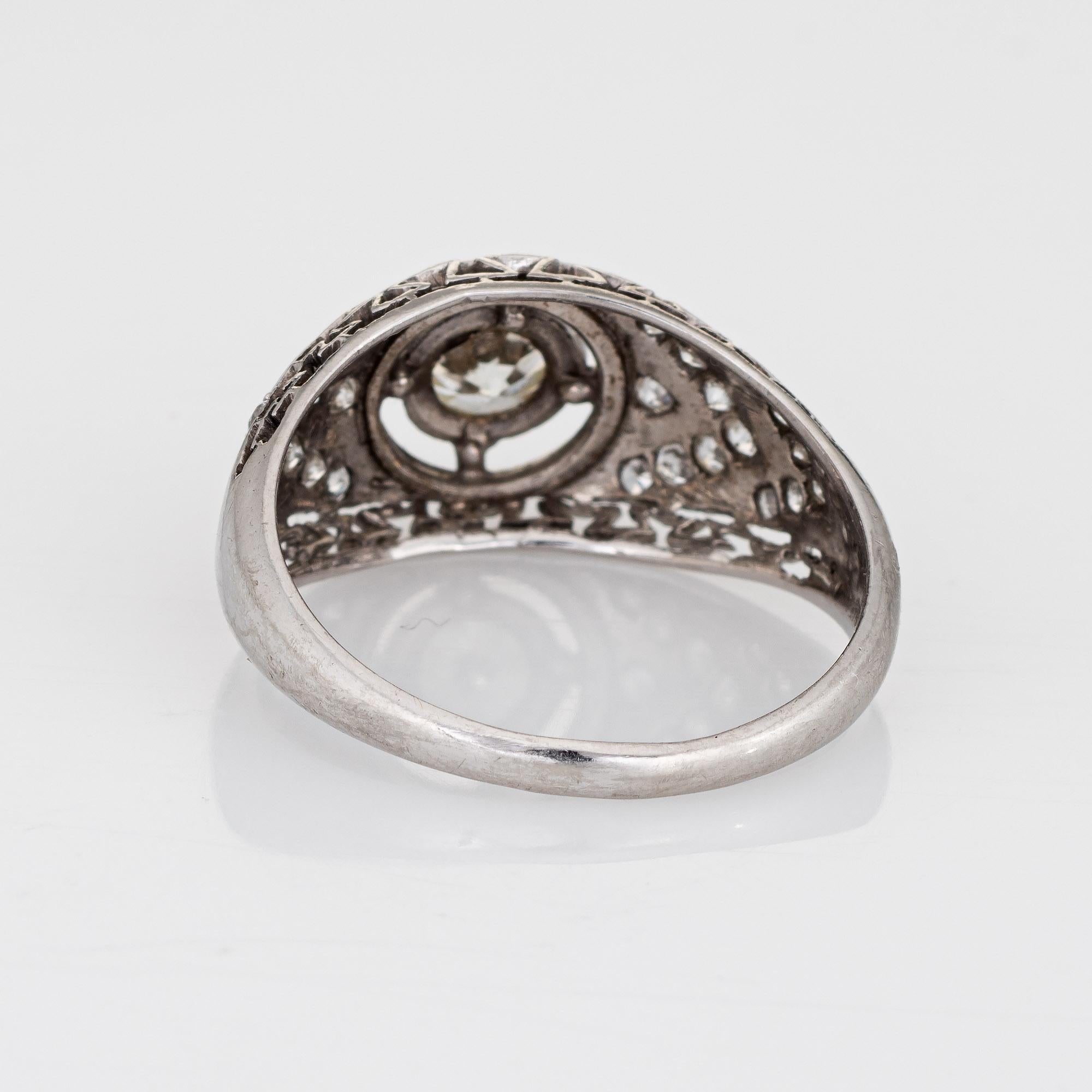 Old European Cut Vintage Art Deco Diamond Ring 14k Gold Filigree Engagement Jewelry Fine 7.5 For Sale