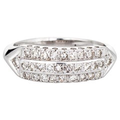 Antique Art Deco Diamond Ring 14k White Gold Anniversary Band 3 Row Sz 9