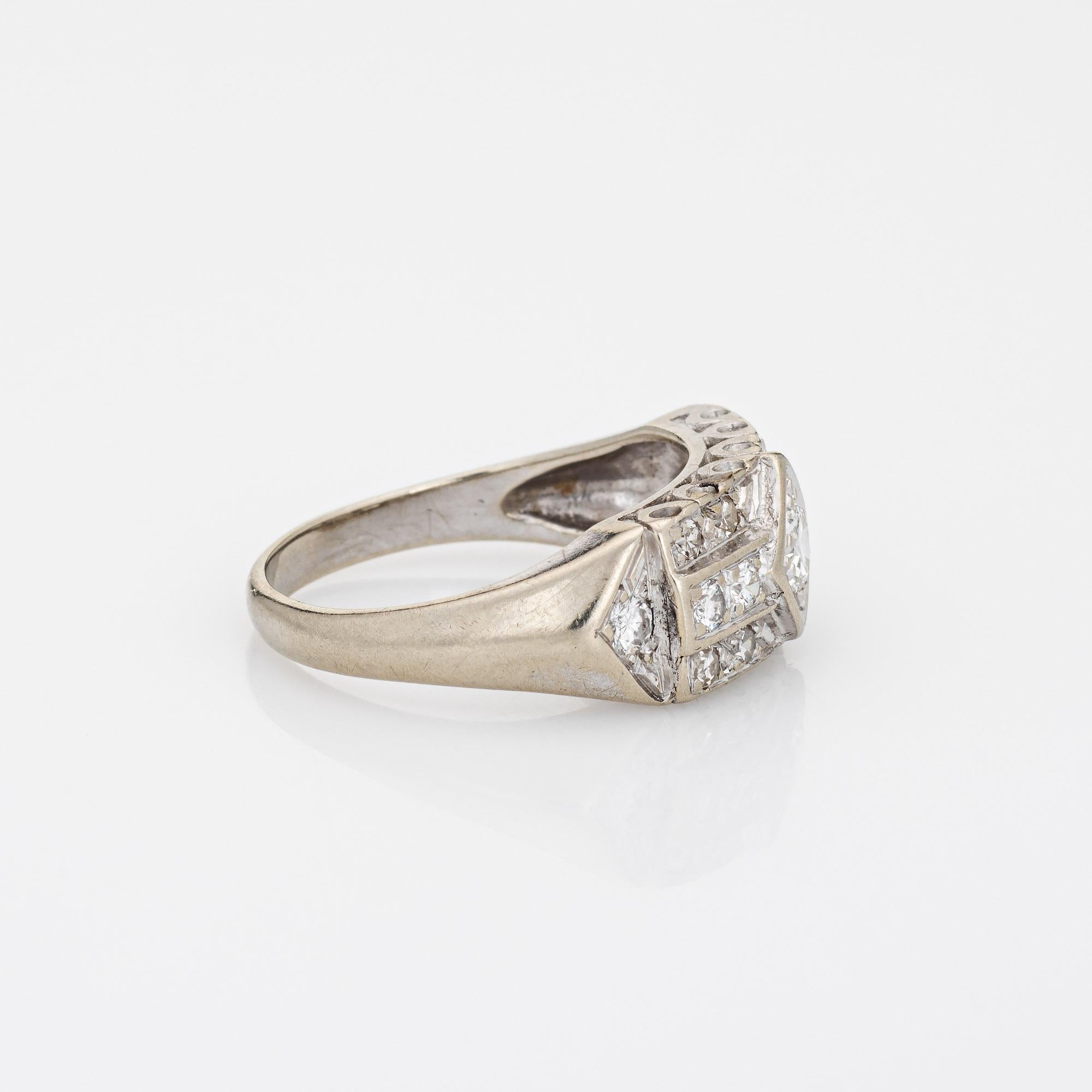 Old European Cut Vintage Art Deco Diamond Ring 14k White Gold Band Estate Fine Jewelry Sz 5.75