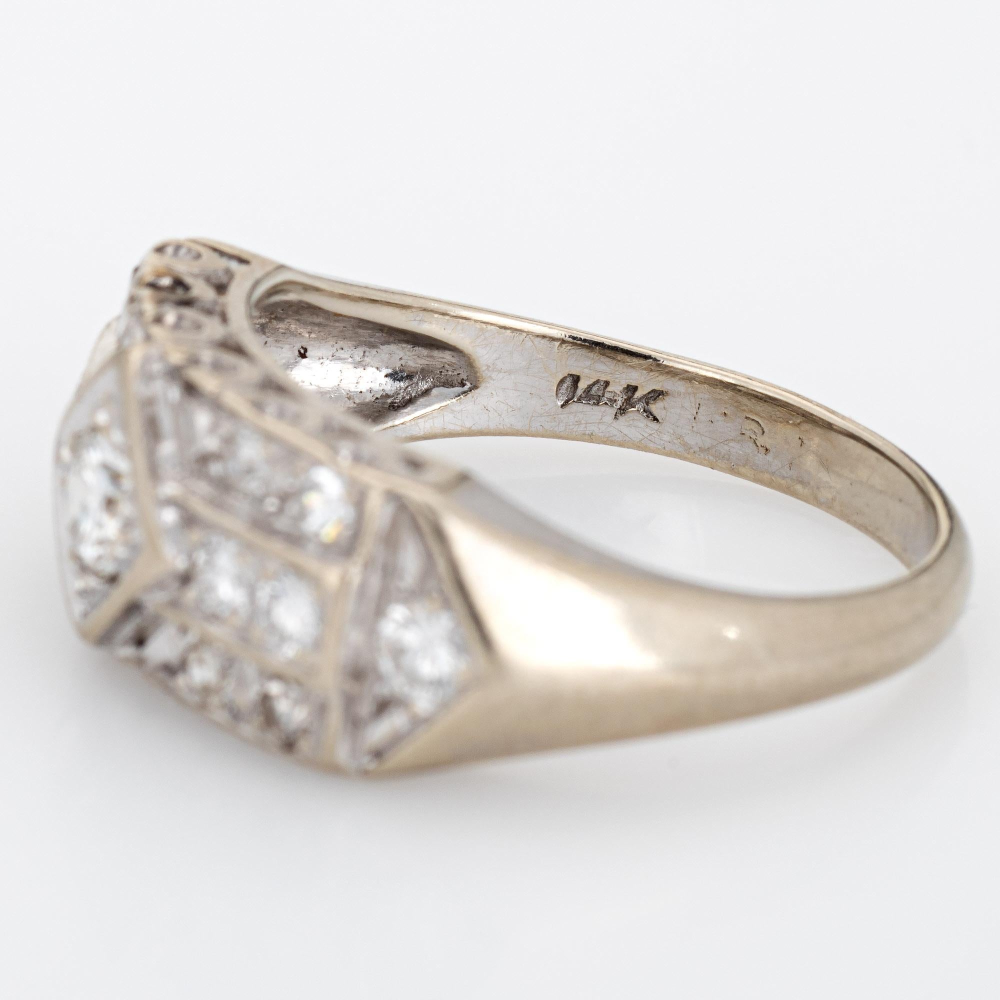 Vintage Art Deco Diamond Ring 14k White Gold Band Estate Fine Jewelry Sz 5.75 2