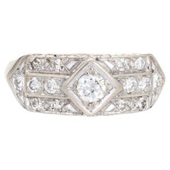 Antique Art Deco Diamond Ring 14k White Gold Band Estate Fine Jewelry Sz 5.75