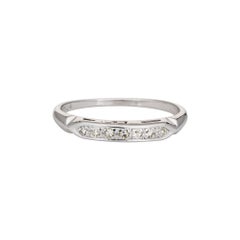 Antique Art Deco Diamond Ring 14k White Gold Wedding Band Jewelry