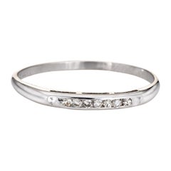 Antique Art Deco Diamond Ring 18 Karat White Gold Wedding Band Fine Jewelry