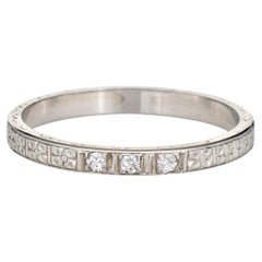 Antique Art Deco Diamond Ring 18k White Gold Band Fine Wedding Jewelry