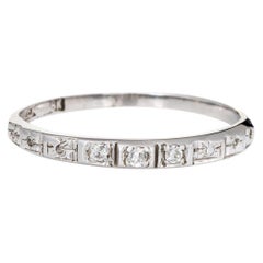 Antique Art Deco Diamond Ring 18k White Gold Wedding Band Jewelry