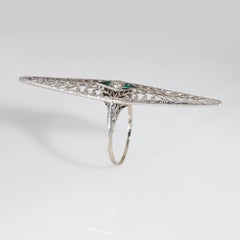 Vintage Art Deco Diamond Ring Conversion 7.5 18k Gold Elongated Filigree Jewelry