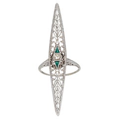 Vintage Art Deco Diamond Ring Conversion 7.5 18k Gold Elongated Filigree Jewelry
