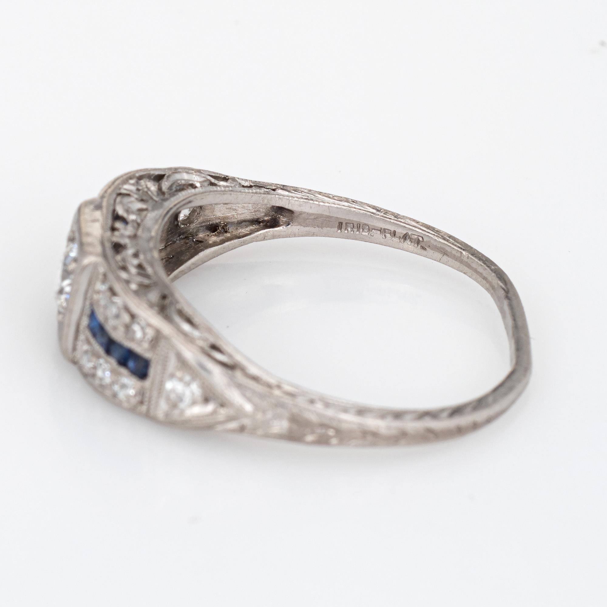 Vintage Art Deco Diamond Ring French Cut Sapphire Platinum Band Fine Jewelry 2