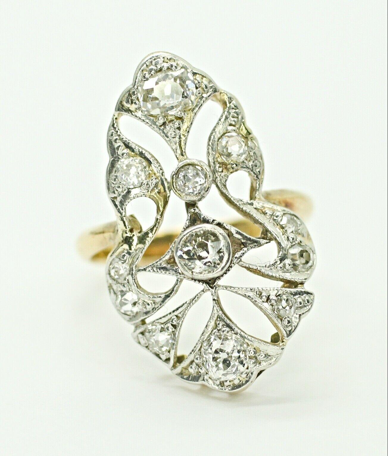 Women's or Men's Vintage Art Deco Style Diamond Ring in 18k Gold