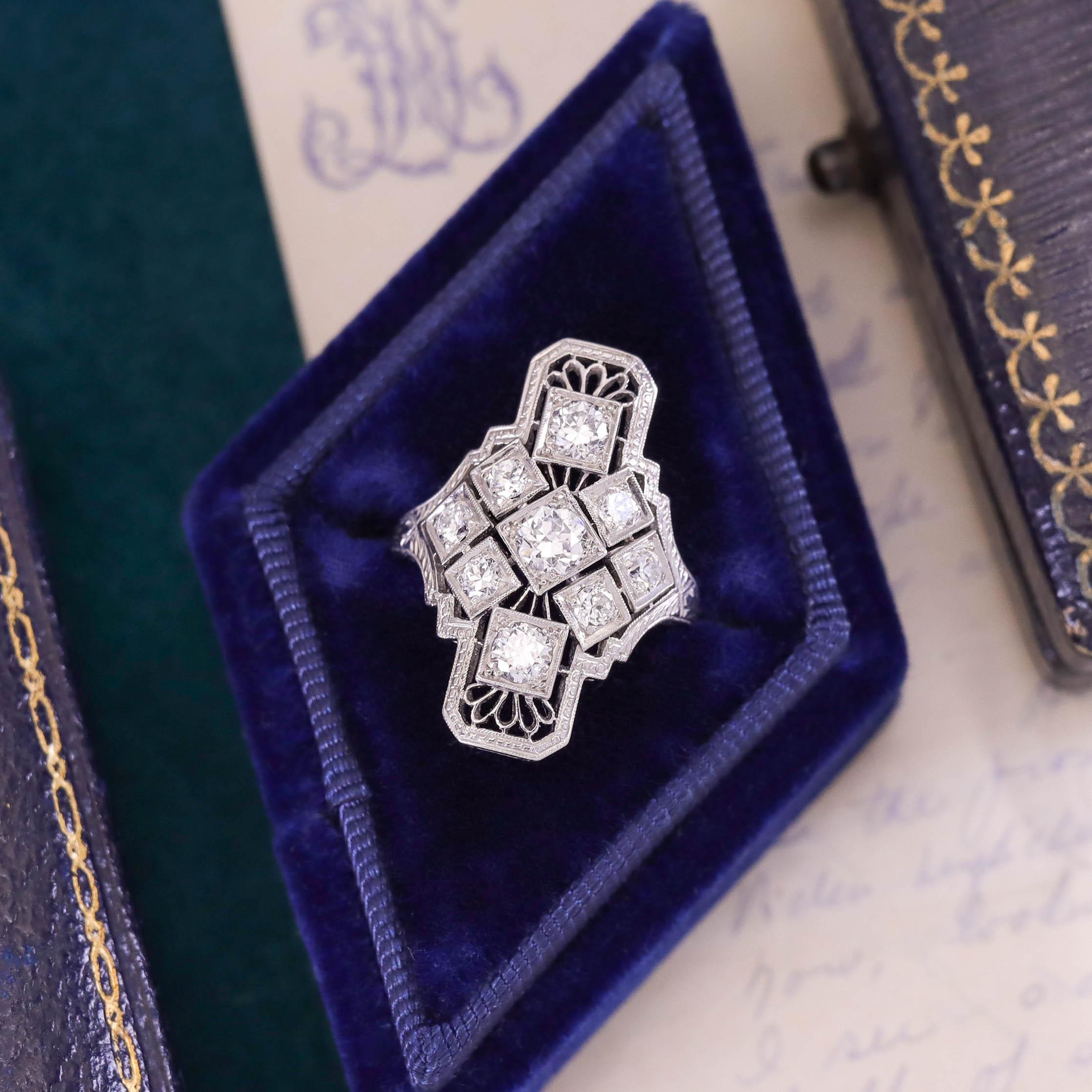 Anello con diamante Art of Vintage in platino in vendita 1