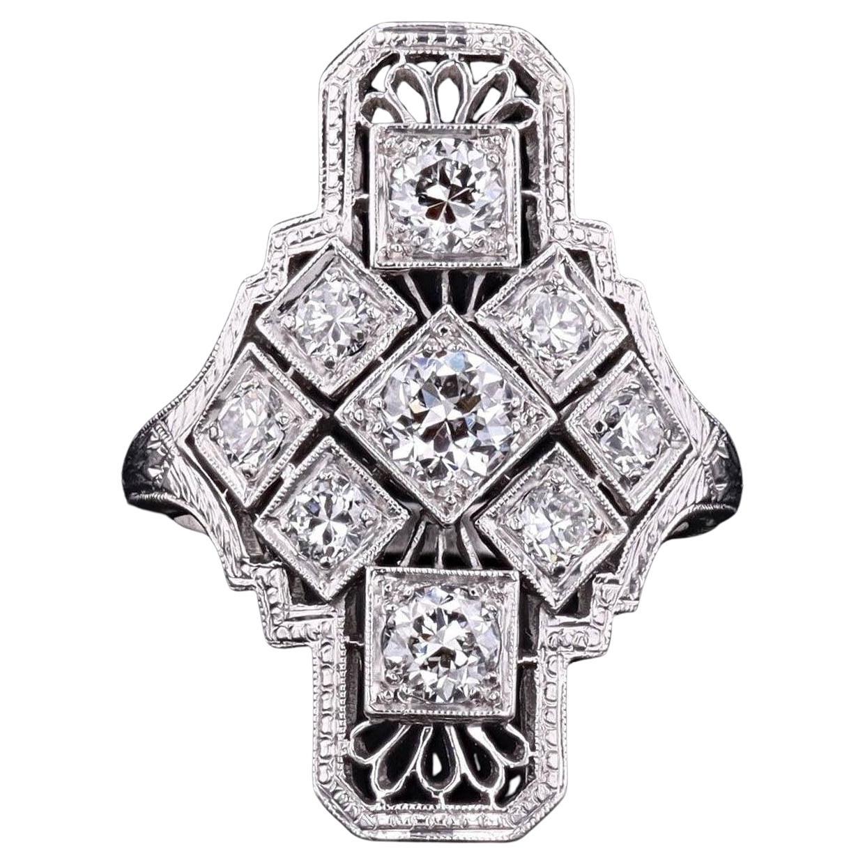 Vintage Art Deco Diamond Ring in Platinum
