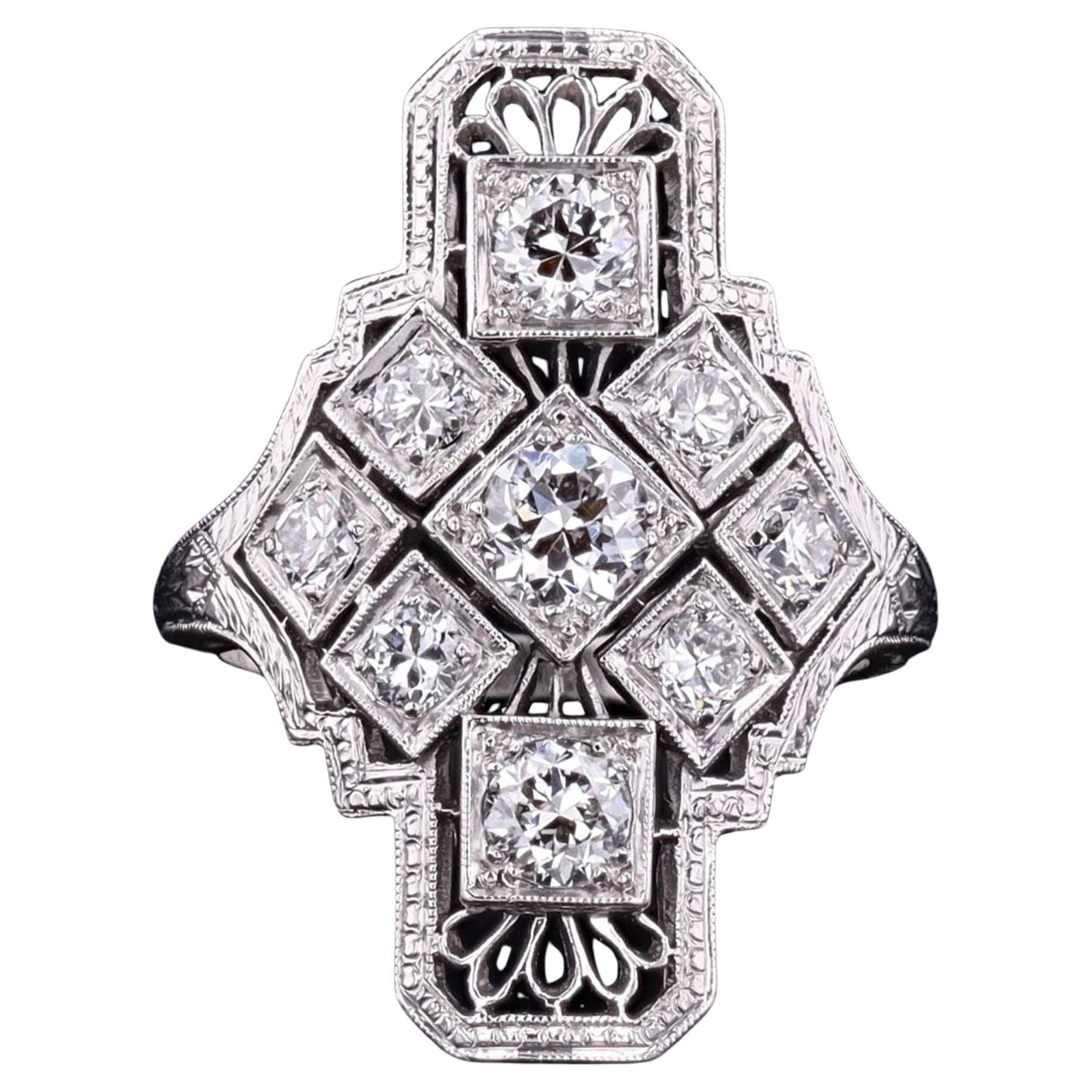 Anello con diamante Art of Vintage in platino in vendita