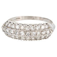 Antique Art Deco Diamond Ring Platinum Anniversary Band 3 Row Sz 7 Jewelry