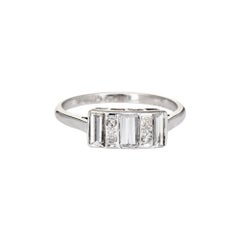 Vintage Art Deco Diamond Ring Platinum Square Wedding Band Fine Jewelry