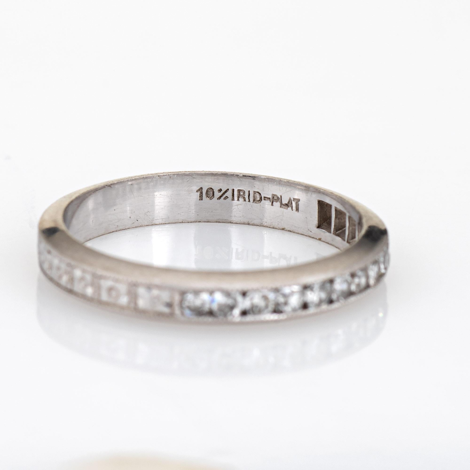 Vintage Art Deco Diamond Ring Sz 5 Platinum Wedding Band Half Hoop Jewelry For Sale 1