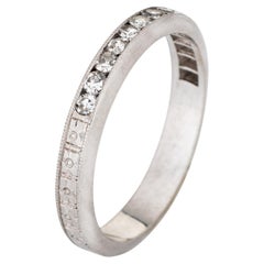 Vintage Art Deco Diamond Ring Sz 5 Platinum Wedding Band Half Hoop Jewelry