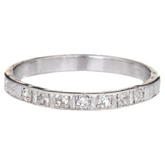Vintage Art Deco Diamond Ring Platinum Wedding Band Estate Fine Jewelry