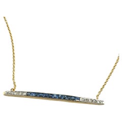 Vintage Art Deco Diamond & Sapphire Bar Necklace