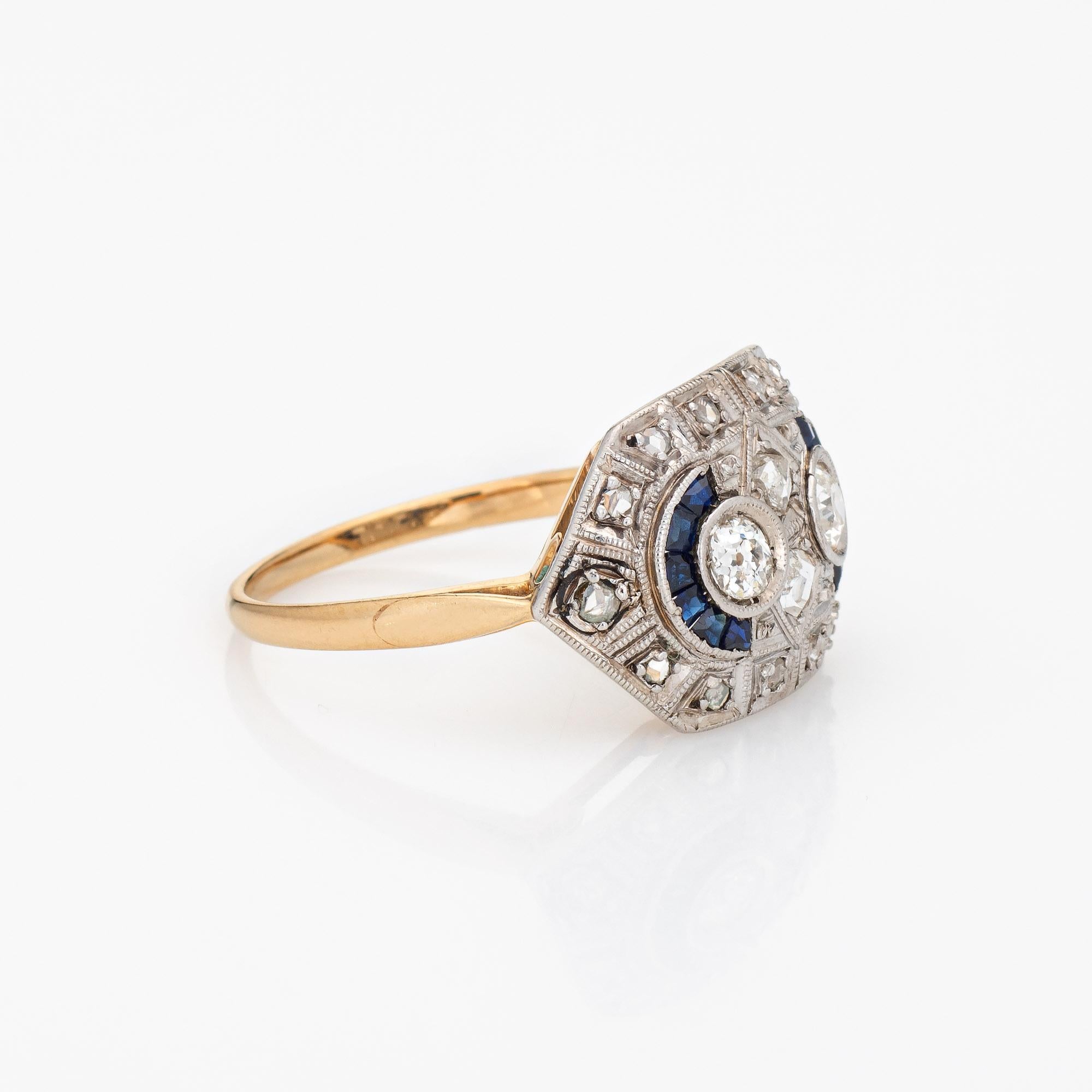 Old Mine Cut Vintage Art Deco Diamond Sapphire Ring 18k Gold Platinum Estate Jewelry Sz 6.75