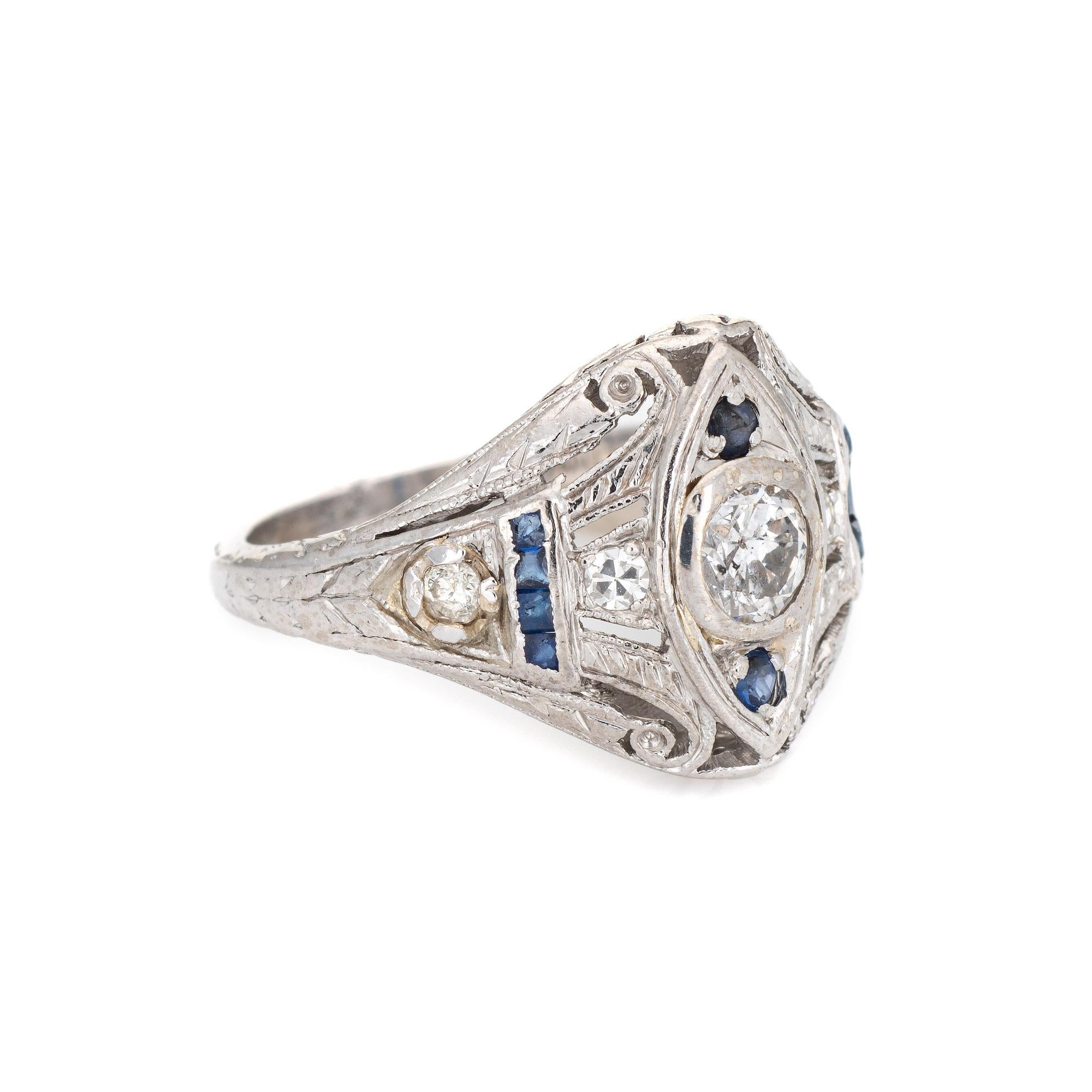 vintage art deco diamond and sapphire ring