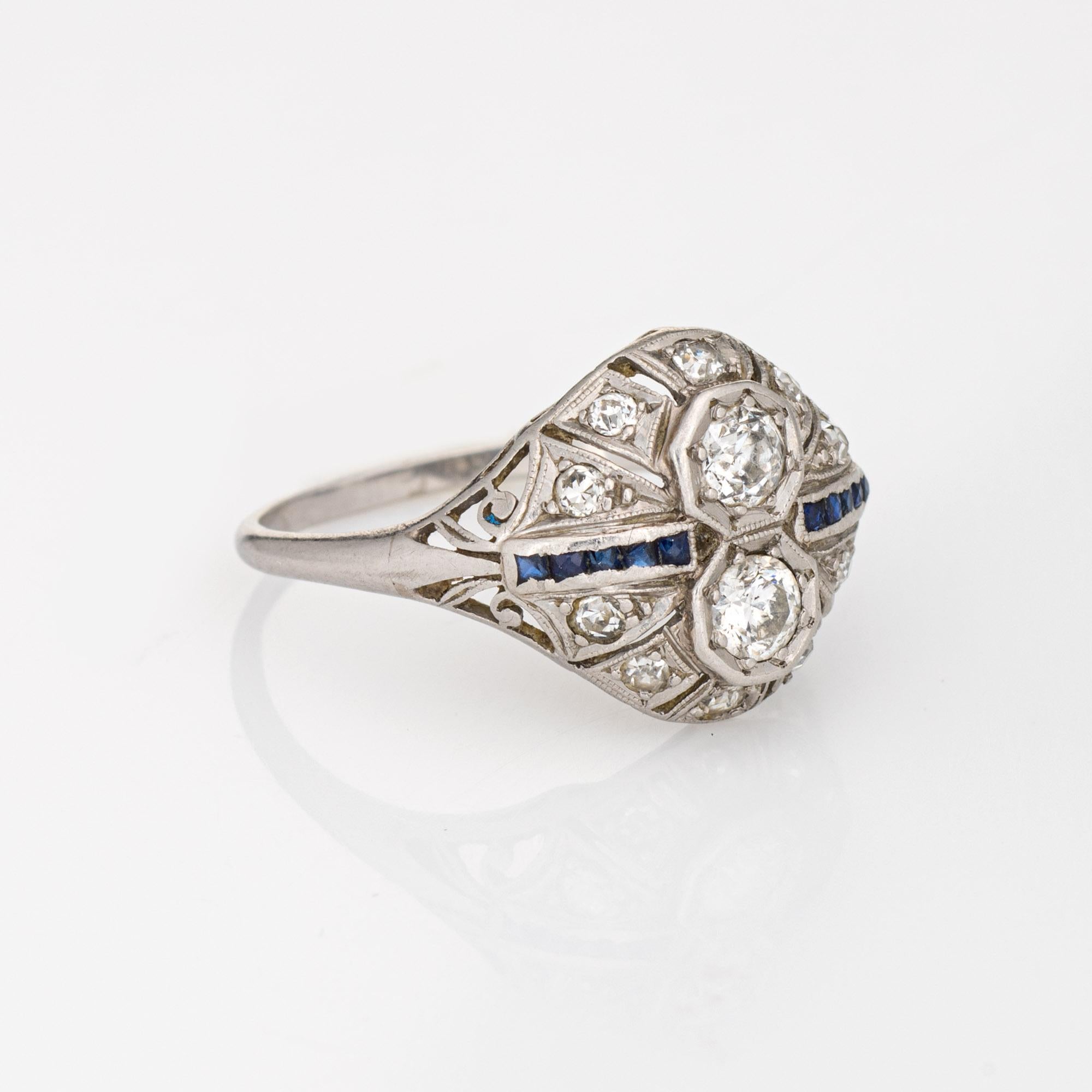 vintage art deco diamond and sapphire ring