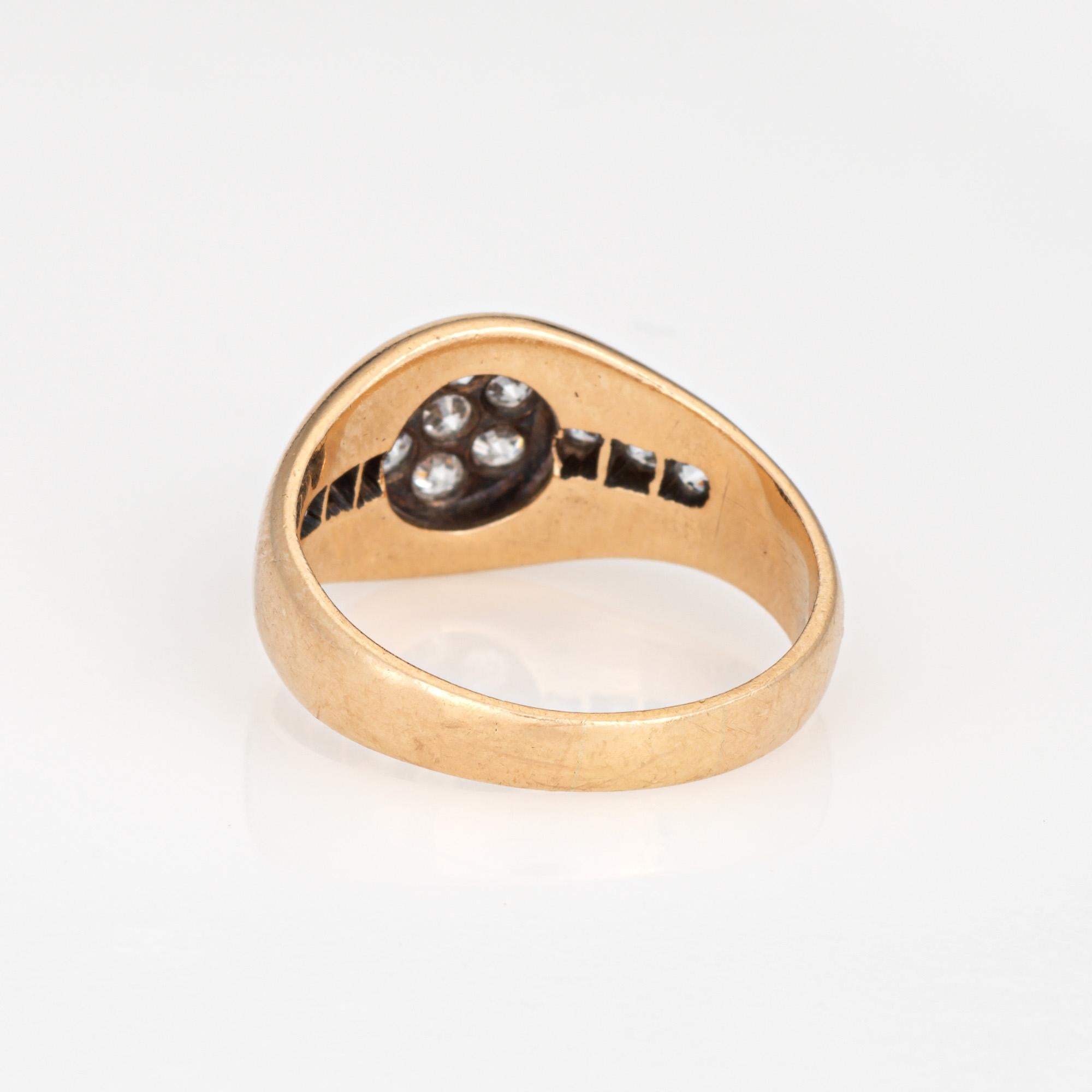 Women's Vintage Art Deco Diamond Signet Ring Cluster Sz 8 14k Yellow Gold Jewelry For Sale