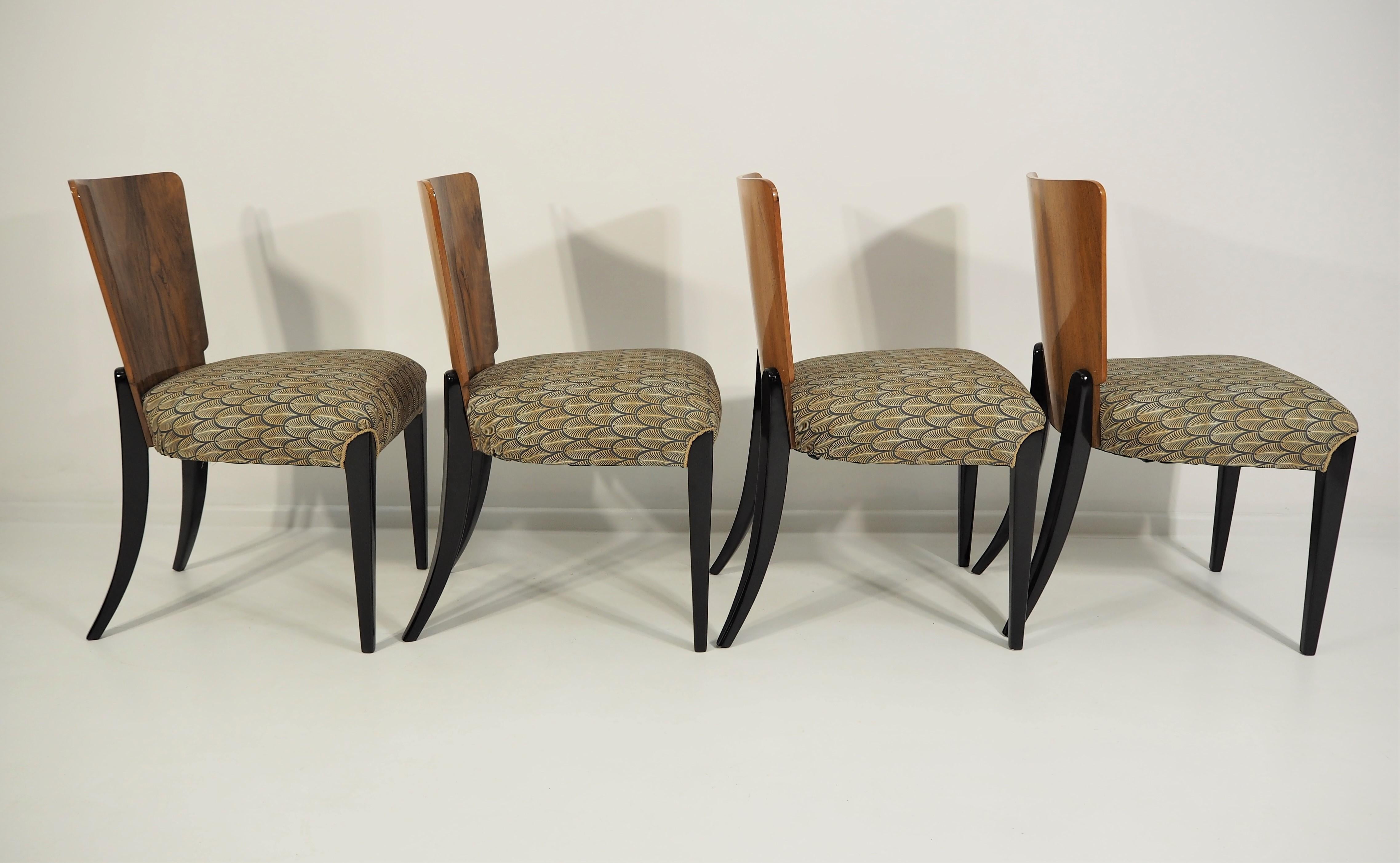 Vintage Art Deco Dining Chairs by Jindřich Halabala for Thonet, Set of 4 1